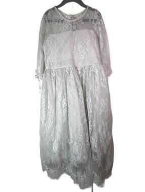 Trish Scully Lace Dress Girls 10 Ivory Gray Tulle